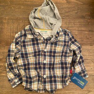 Genuine Kids OshKosh Plaid Button Front Hooded Shirt Size 12 Months NWT Toddler